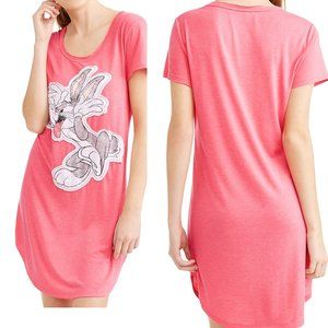 Womens Warner Bro Looney Tunes BUGS BUNNY Sleep Shirt Nightgown Size S/M 6-10